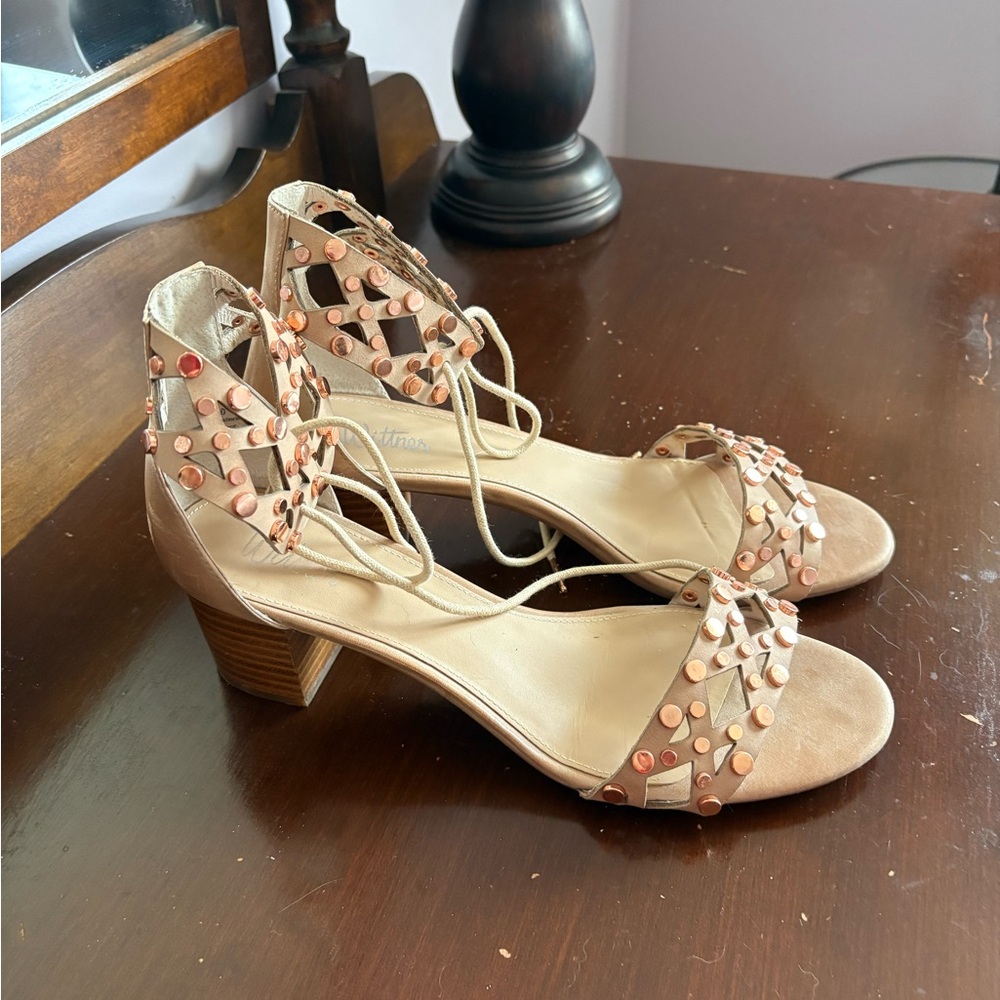 Wittner Tan Heels with Studded Accents